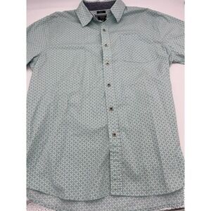 Lee Button Up Shirt Mens XL Stretch Geometric Print Short Sleeve EC